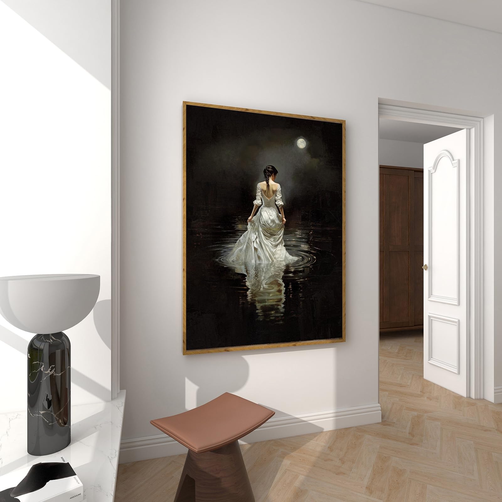 Amazon.com: Back Woman Wall Art French Woman Painting Moody