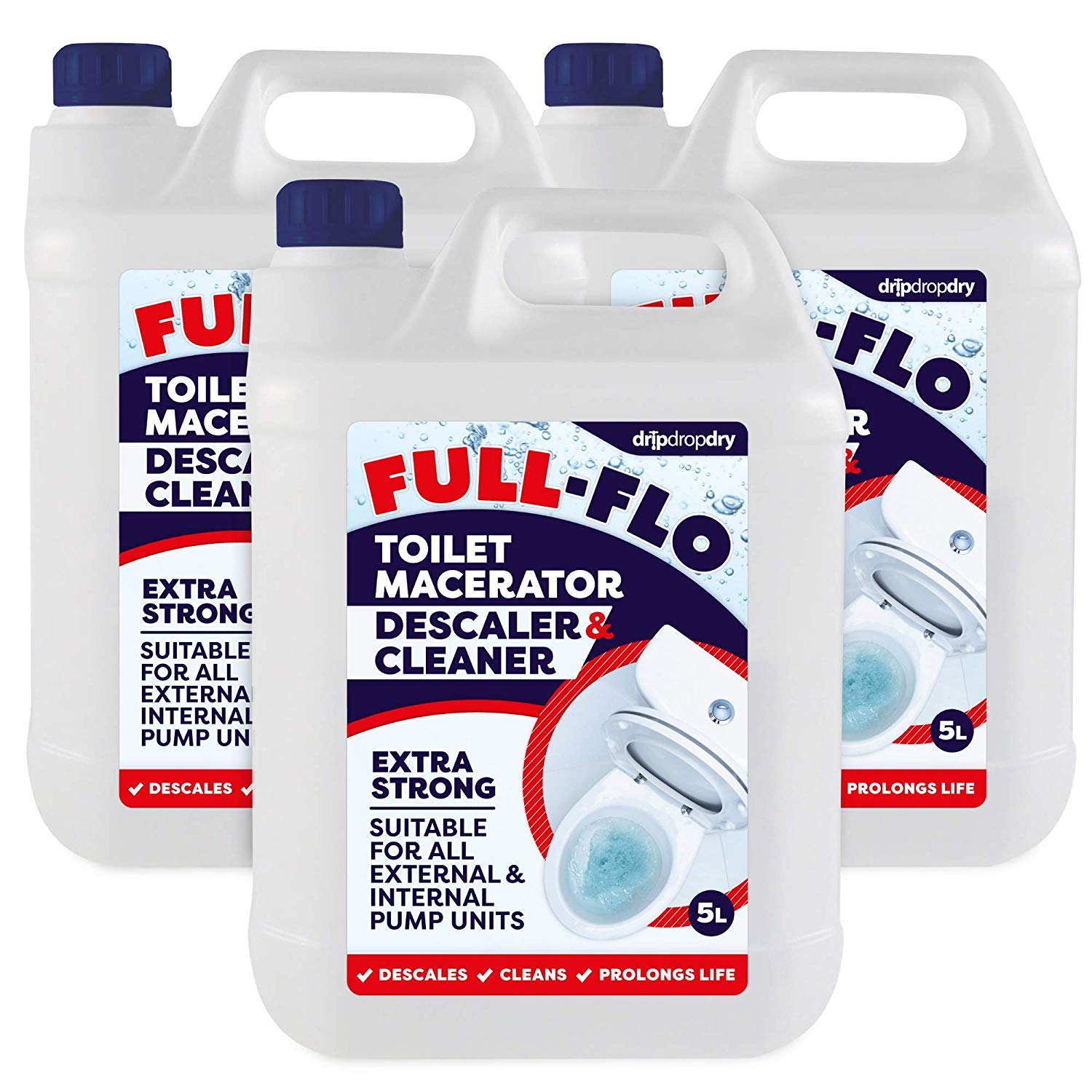 FULL-FLO Toilet Macerator Descaler & Cleaner – Extra Strong - Suitable for All Pump Units Including Saniflo (15L)