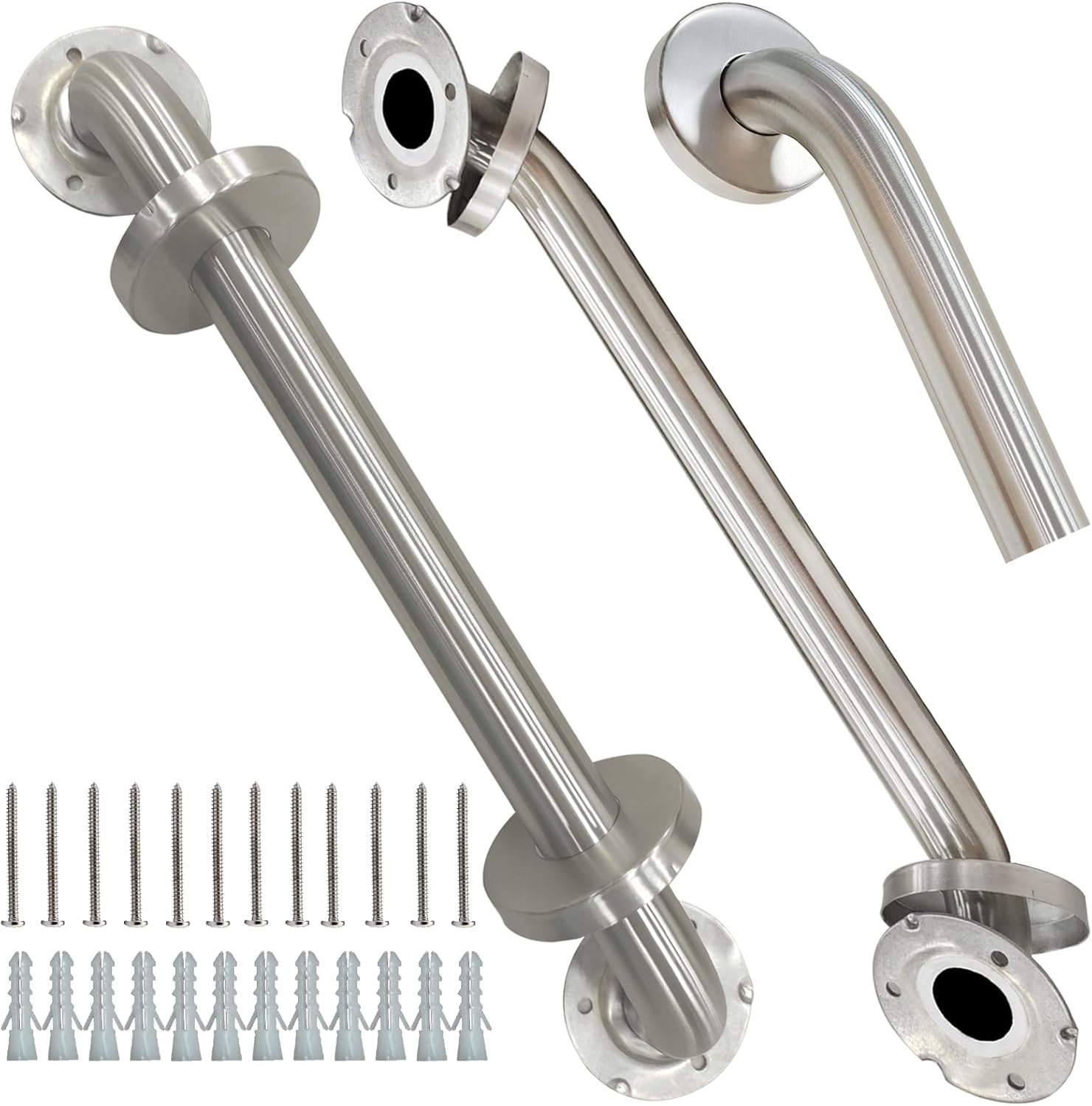 2 Pack Grab Bars for Bathroom, 24 Inch Chrome Stainless Steel Shower Grab Bar, 304 Stainless Steel Safety Grab Bar for Bathtubs and Showers, 500lbs Support Shower Bar for Seniors for Christmas Gifts