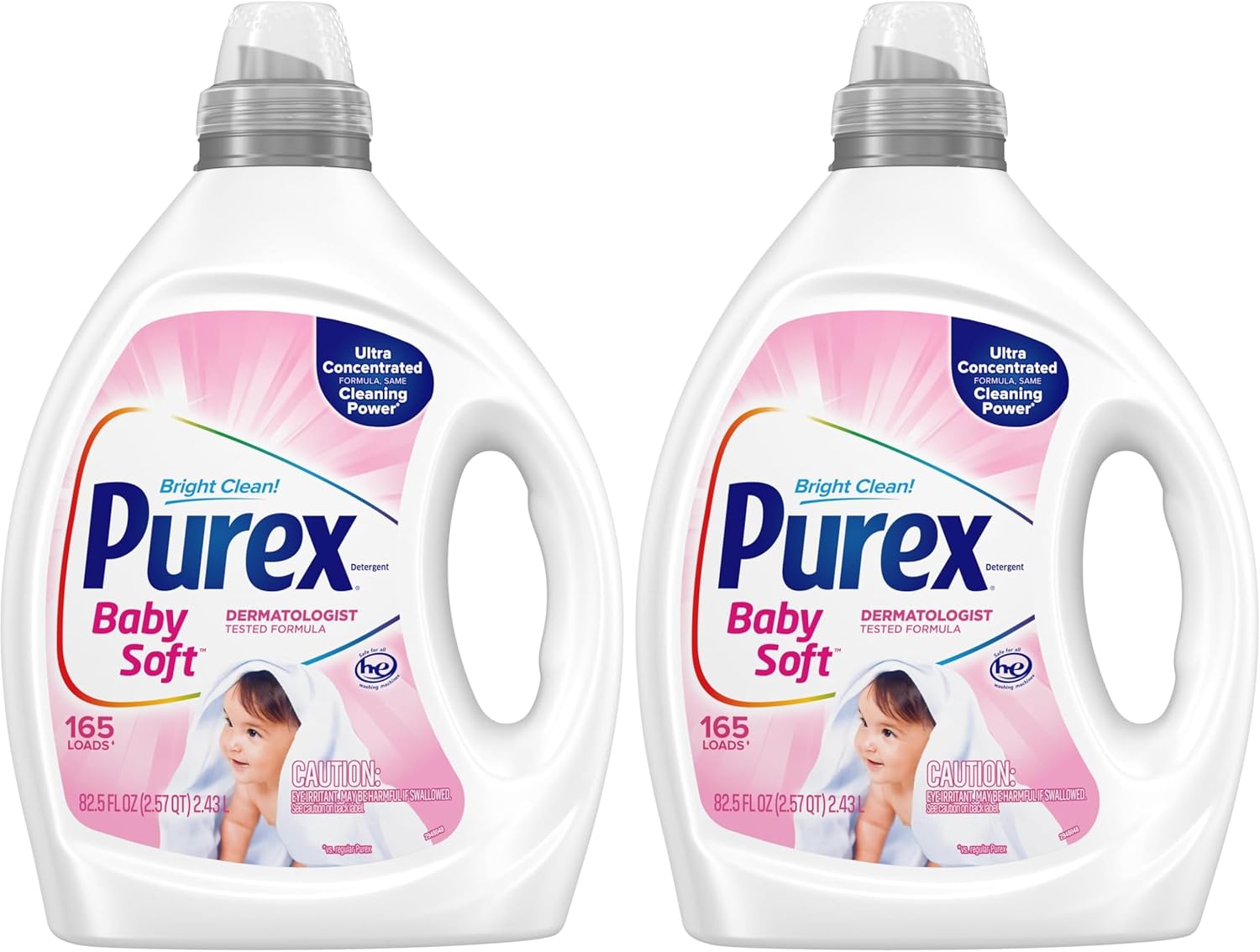 Purex Baby Laundry Detergent Liquid,Ultra Concentrated,82.5 fl oz,165 Loads,Hypoallergenic,Dye Free,Gentle on Skin,(Pack of 2)