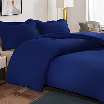 Duvet Cover Twin Size - Soft Microfiber Queen Duvet Cover Set, 2 Pieces, 1 Duvet Cover 68x90 Inches with Zipper Closure and 2 Pillow Shams, Comforter Not Included, Navy Blue