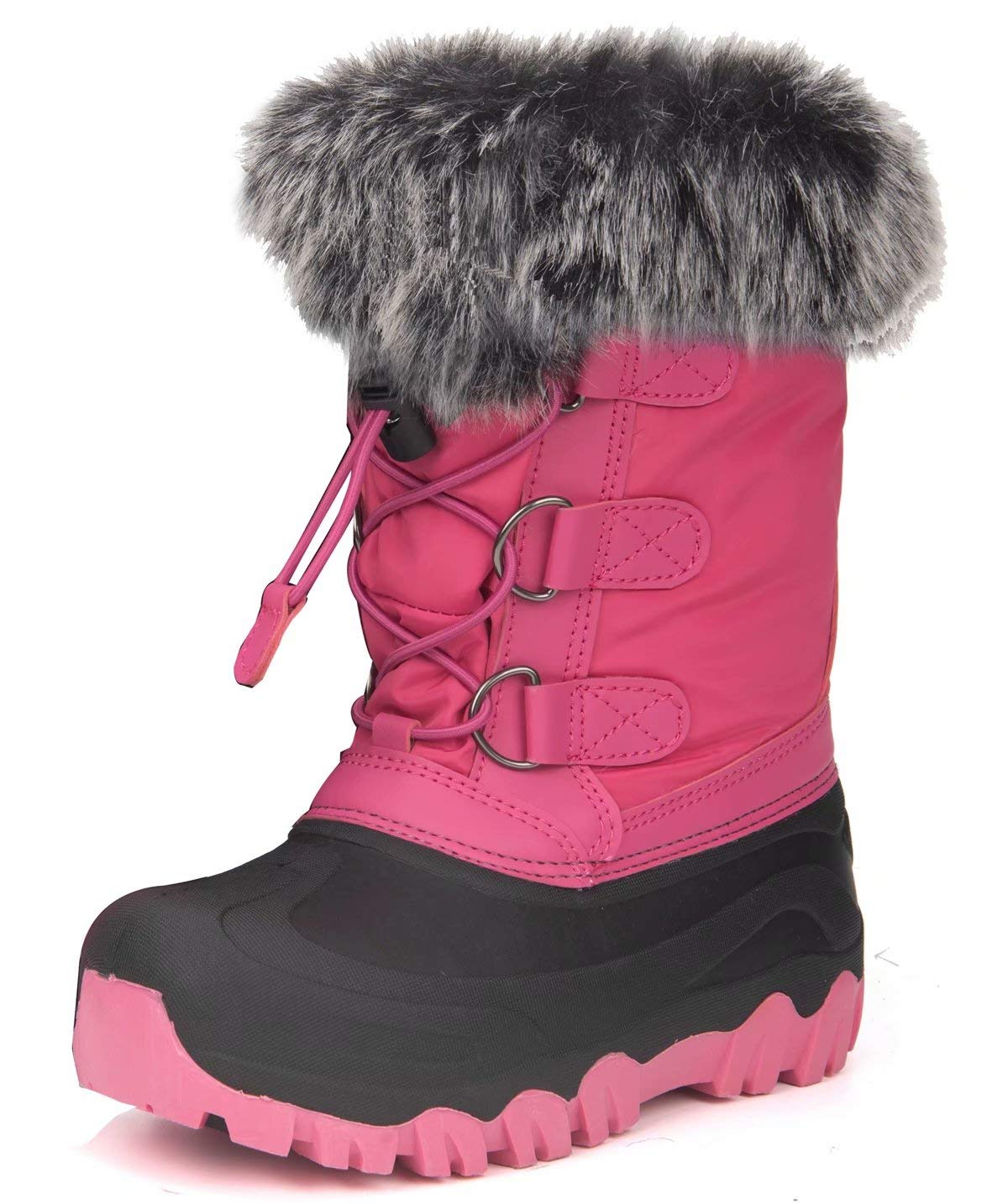 HugRain Warm Winter Snow Boots with Fur Lined Faux for Toddler Kids