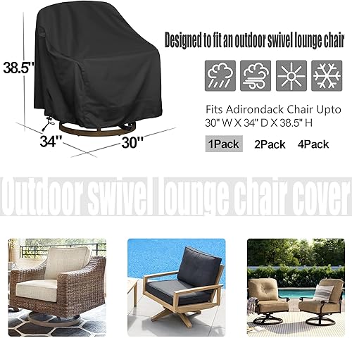 Miniatura 2 de Funda giratoria para silla de salón al aire libre, 1 paquete, se adapta a sillas de patio (30 pulgadas de ancho x 34 pulgadas de profundidad x 38.5