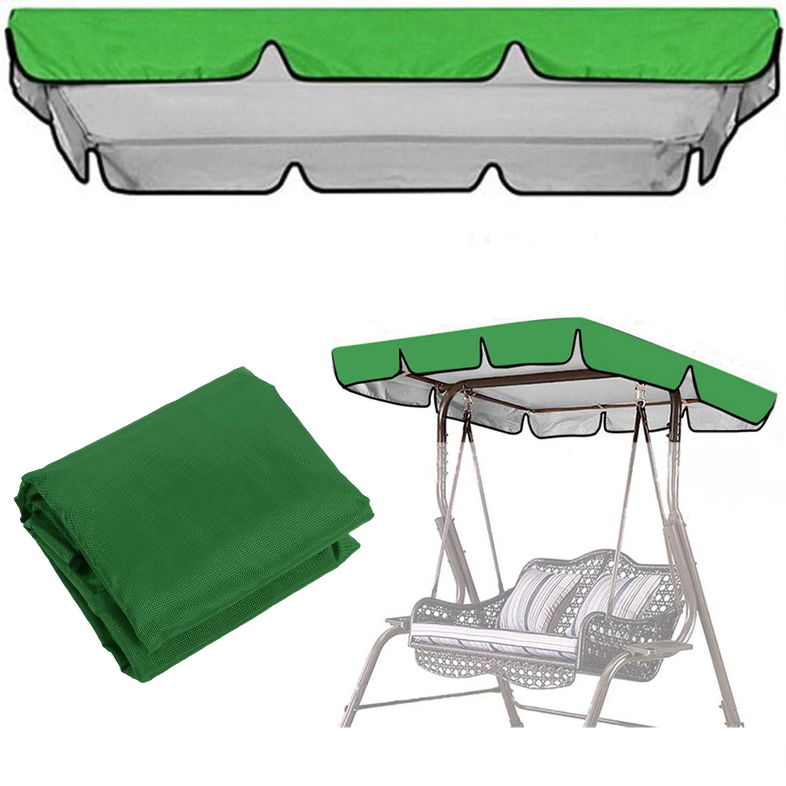 Cubierta universal impermeable para columpio de jardín de 2 y 3 plazas, resistente al agua, parasol de repuesto para hamacas de patio, protección de muebles de exterior (tamaño: 98 x 73 x 7 pulgadas