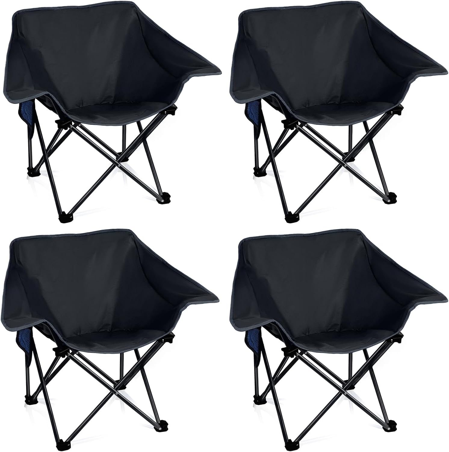 4 Pack Portable Camping Chair Compact Collapsible Outdoor Folding Sports Chairs for Adults Heavy Duty Camp Sporting Events Park Lawn 400 Lbs Black Black