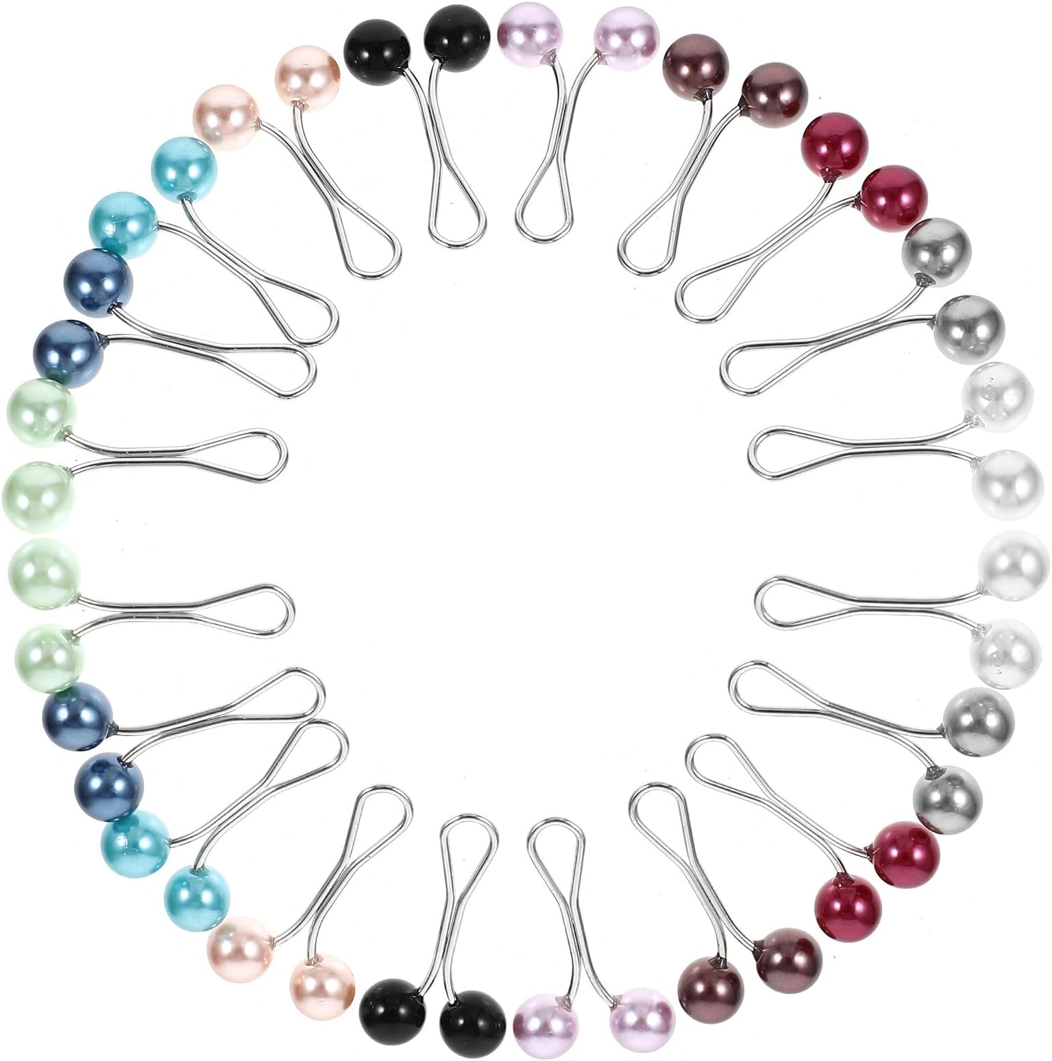 12 Pcs Colors Hijab Pins for Women,Muslim Pearl Scarf Clips, Crystal Rhinestone Brooch Pins,Multicolor Headscarf Pearl Pins, Brooch Pin Clips for Sweater for Jewelry Accessories,Safety Pins