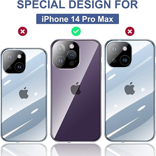 Miniatura 7 de Jonwelsy Funda para iPhone 14 Pro Max, 360 grados frontal y trasera, vidrio templado transparente, protección de cuerpo completo, absorción