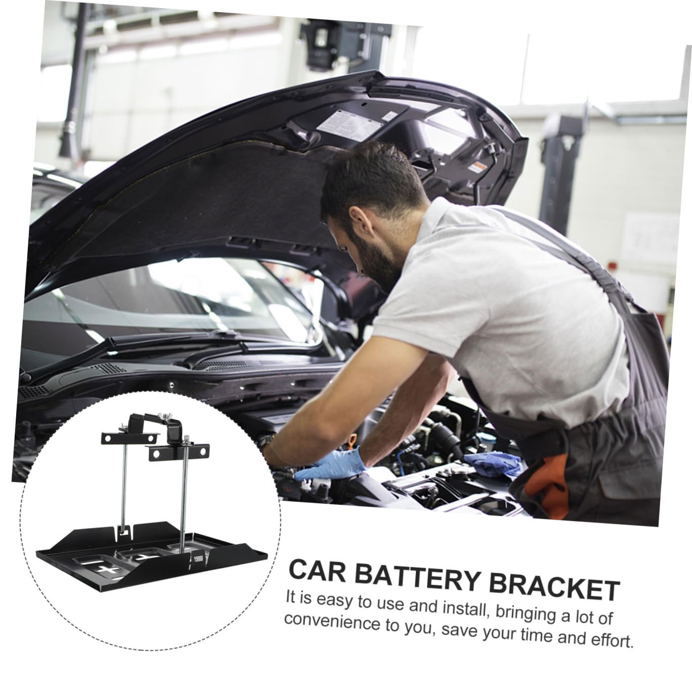 Noir Support de Batterie de Voiture 1 Set en Fer