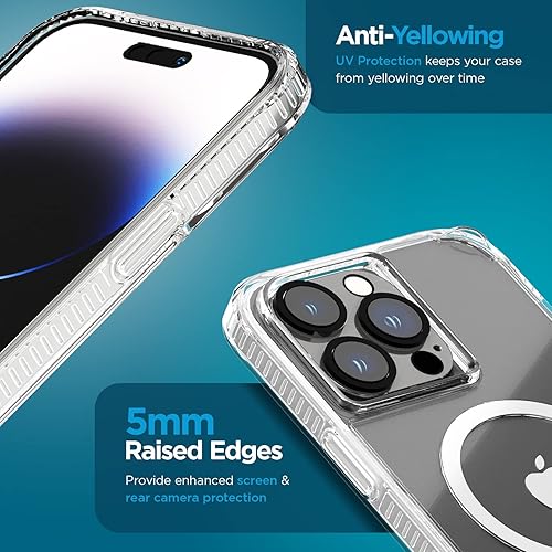 Miniatura 4 de Case-Mate Funda 3 en 1 para iPhone 14 Pro Max (transparente claro), vidrio templado y protector de lente, protección contra caídas de 15 pies,