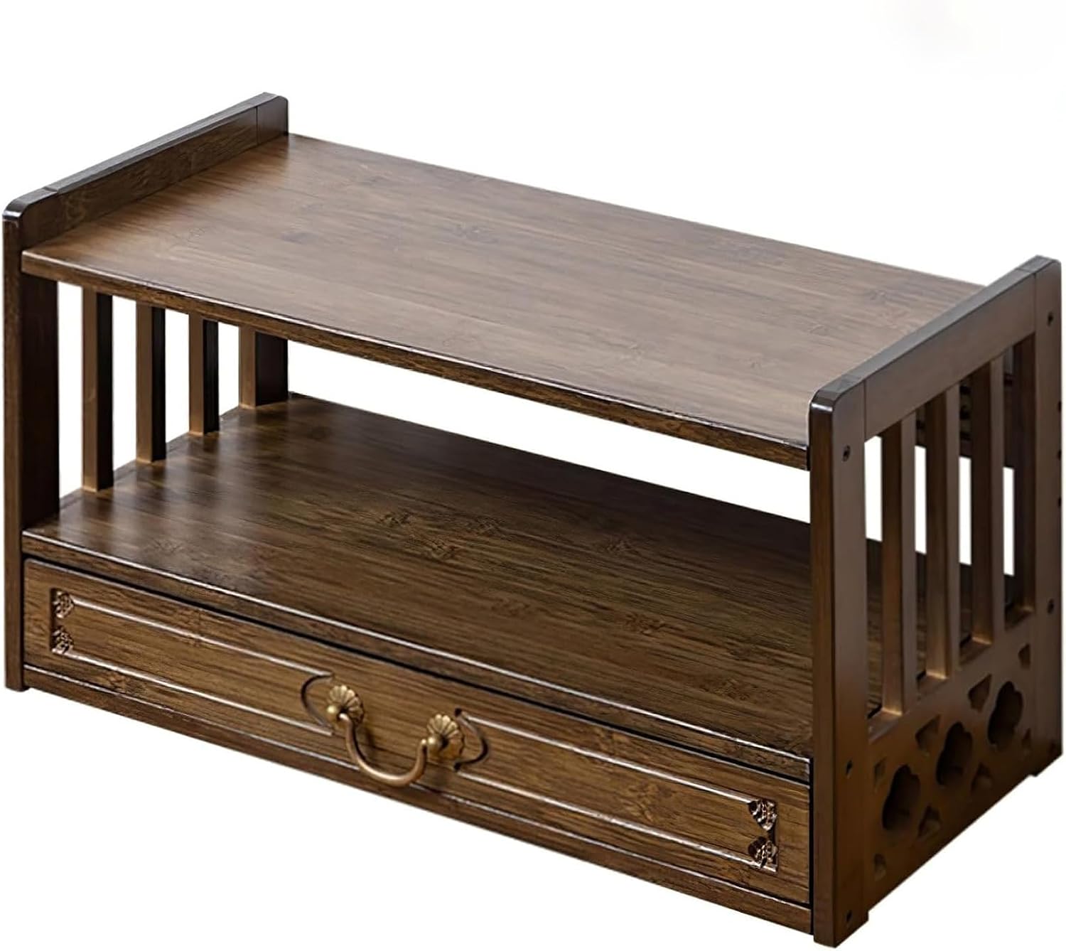 Bamboo Altar Tables, Low 3-Tier Meditation Table with Drawer, Altar Table with Drawer, Meditation Tables Altars with Storage, for Floor Sitting, Buddha Statues, Rituals(Brown,69cm/27in)