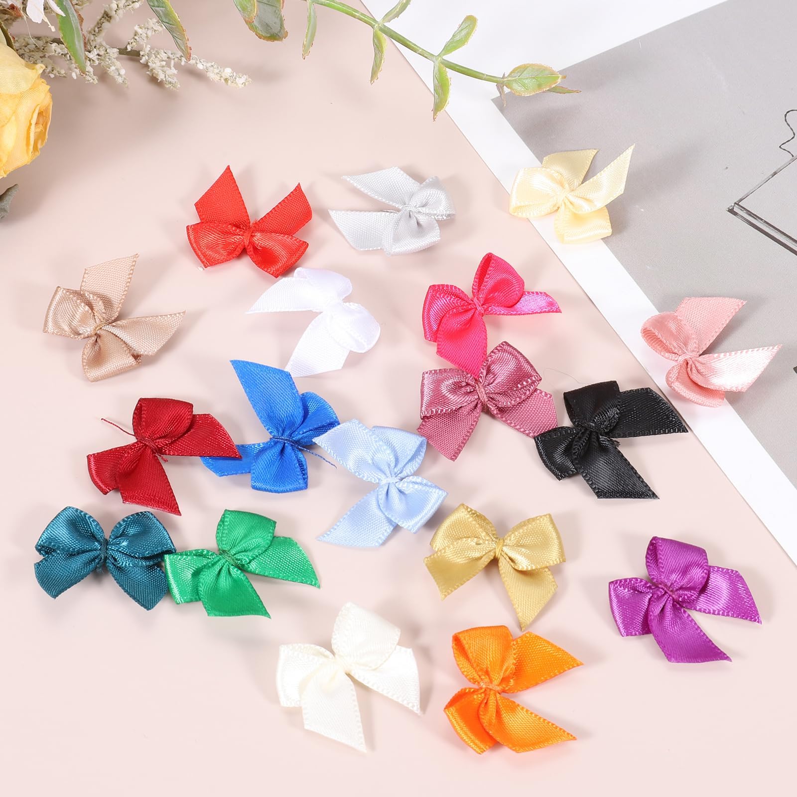 PATIKIL 2.54cm Mini Nœud en Ruban Satin Doré - Décoratif Bricolage DIY Artisanat Couture Mariage Fête Noël