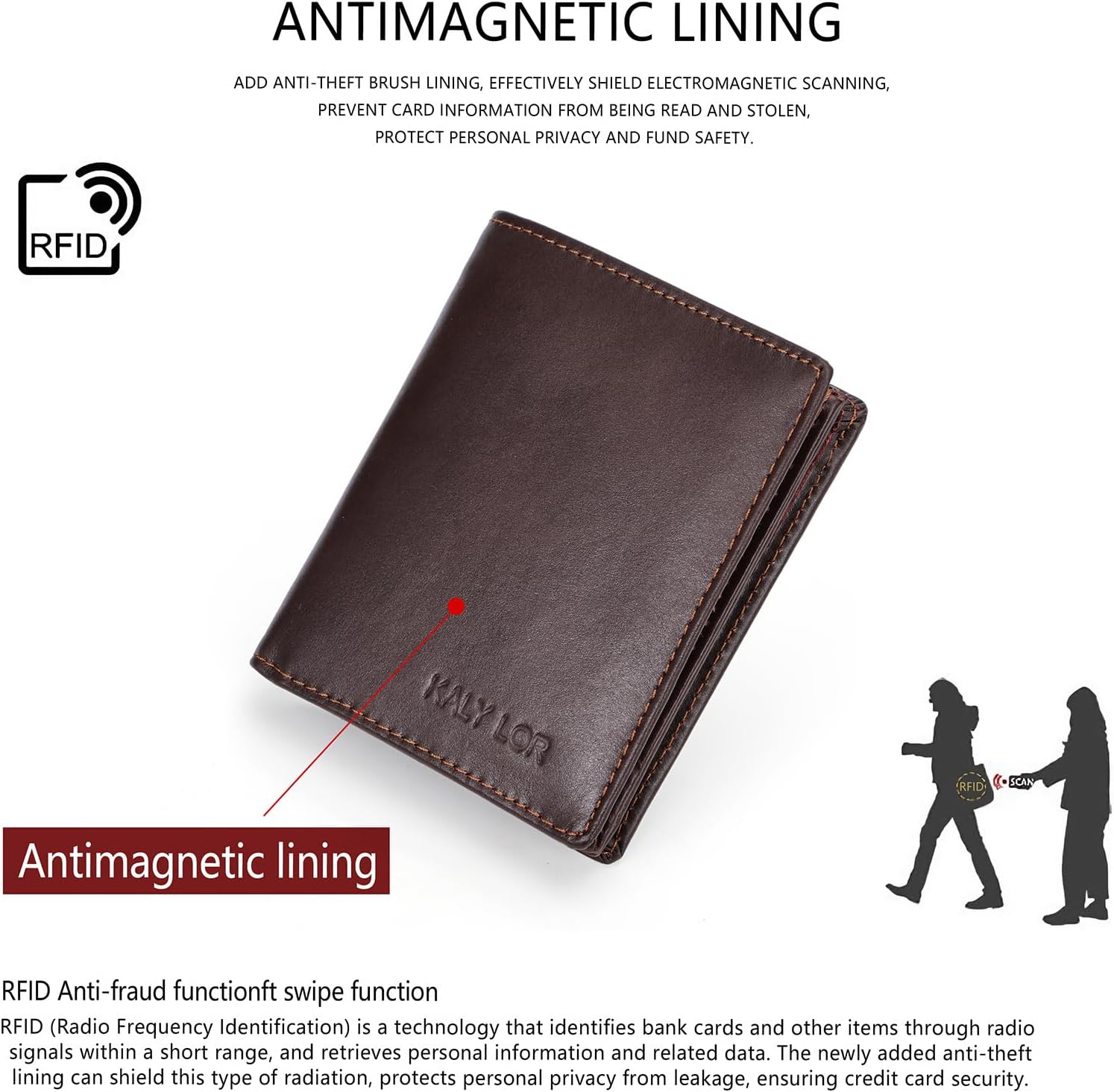 Genuine Leather Bifold Wallet, Ultra-Thin, RFID Shielding, Black, 6 Card Slots, ID Window (Coffee brown) - Image 5