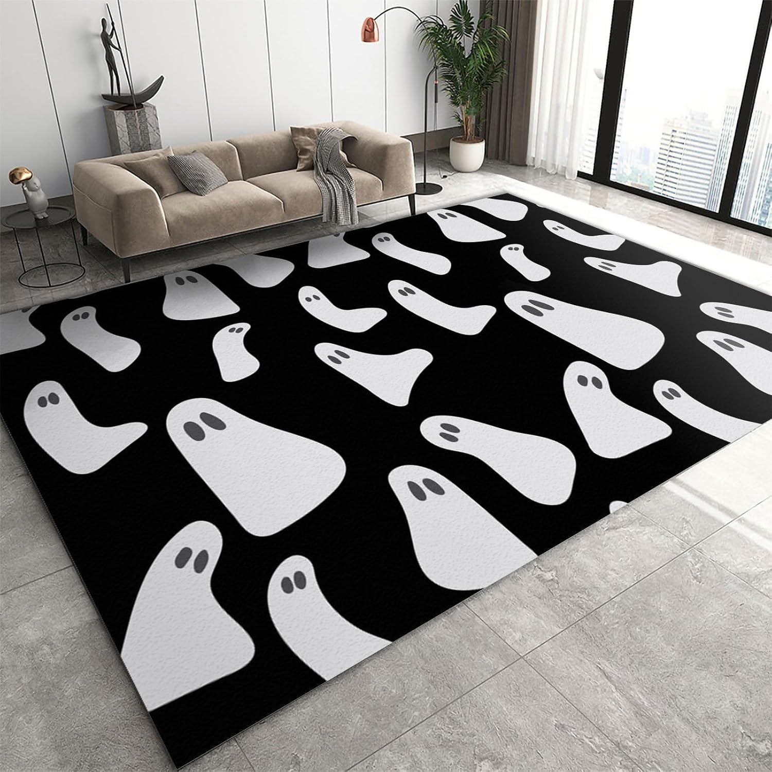 Halloween Horror Ghost Area Rug for Living Room Bedroom 5x7