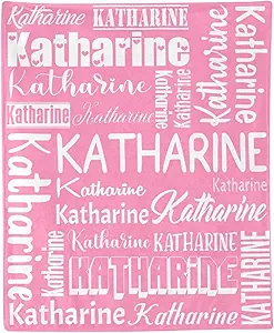 Personalized Blanket for Kids Adults Personalized Name Blanket Custom Blanket with Name Personalized Gifts for Christmas Birthday Valentines Day Mothers Fathers Day (Pink, 60"x80")