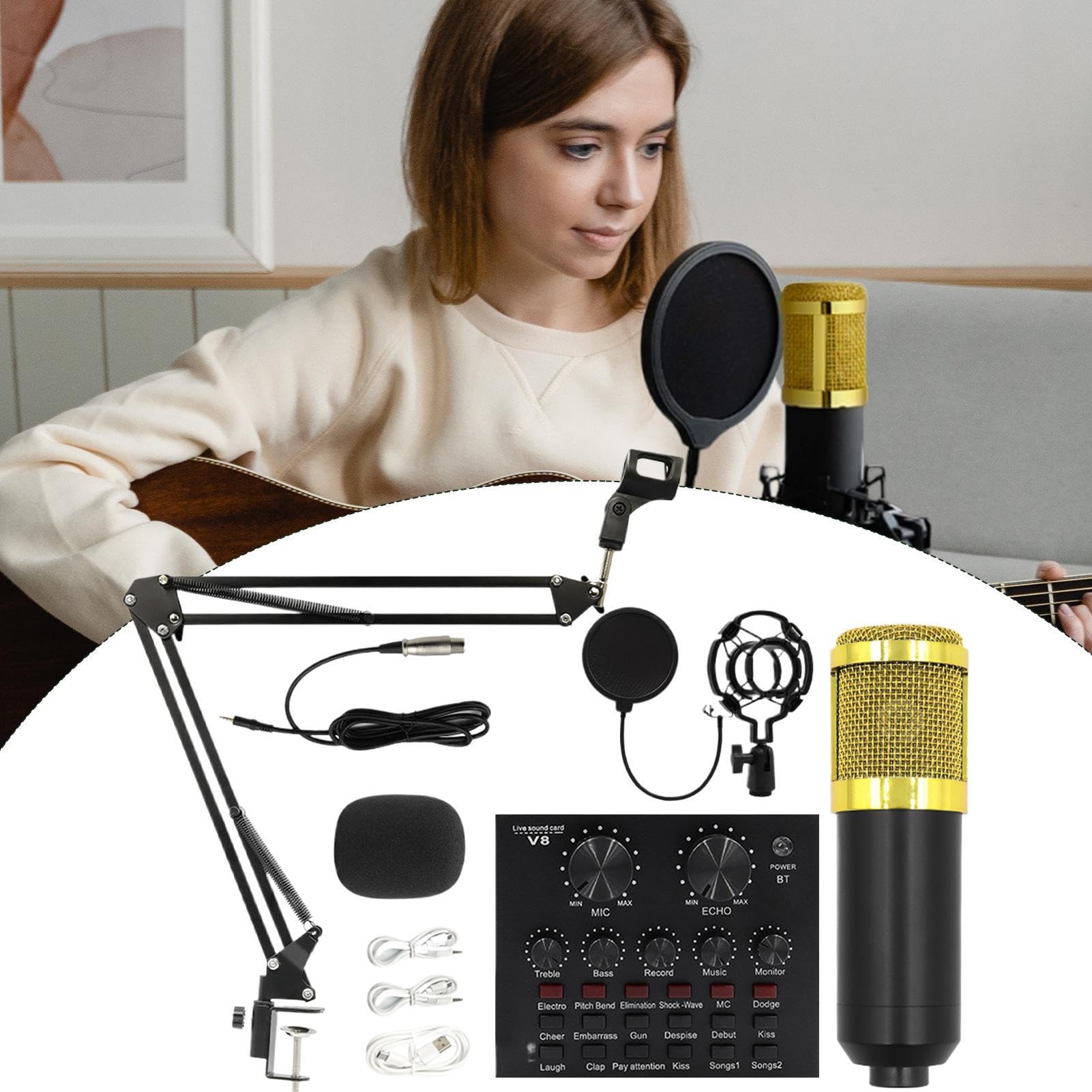 Attrezzatura Da Studio Di Registrazione Set Scheda Audio Live, Set | Completo Kit live streaming facile da usare per conduttori, cantanti, doppiatori e studio di regis