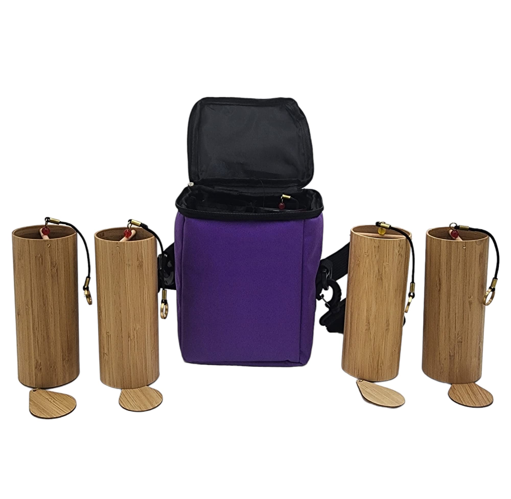 Yantra Wooden Bamboo Chimes - Harmonious Elements Collection Fire, Water, Air, Earth - Includes Padded Case - Soothing Sounds for Tranquility and Relaxation