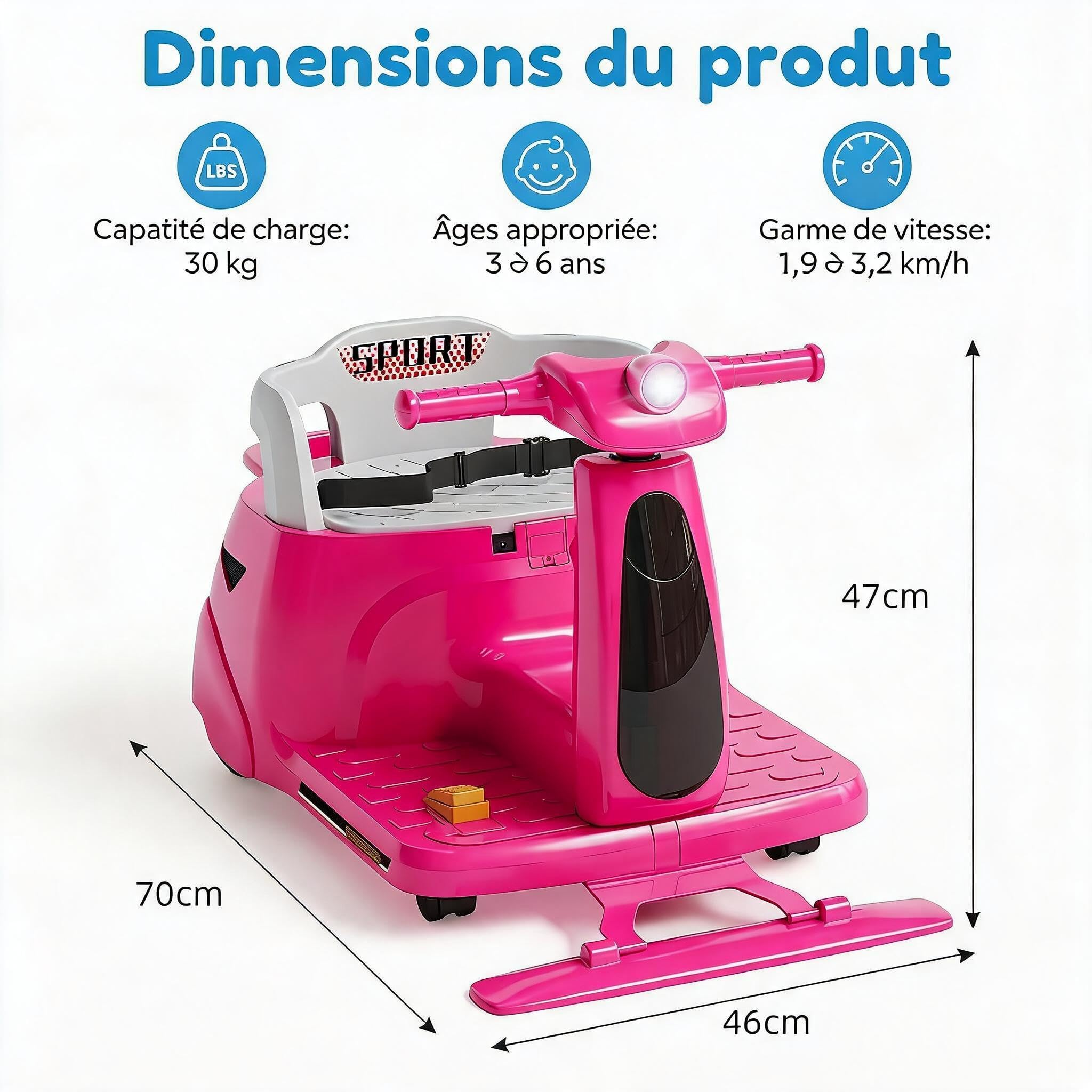 Garvee Kinder Elektroauto 2, in, 1 mit Wischmopp, 12V, Eltern, LED, Lichter | Batterieauto Spielzeugfahrzeug, Fernbedienung, kabellose Verbindung/USB, für Kinder 3, 8 Jahre, Farbe: Rosa