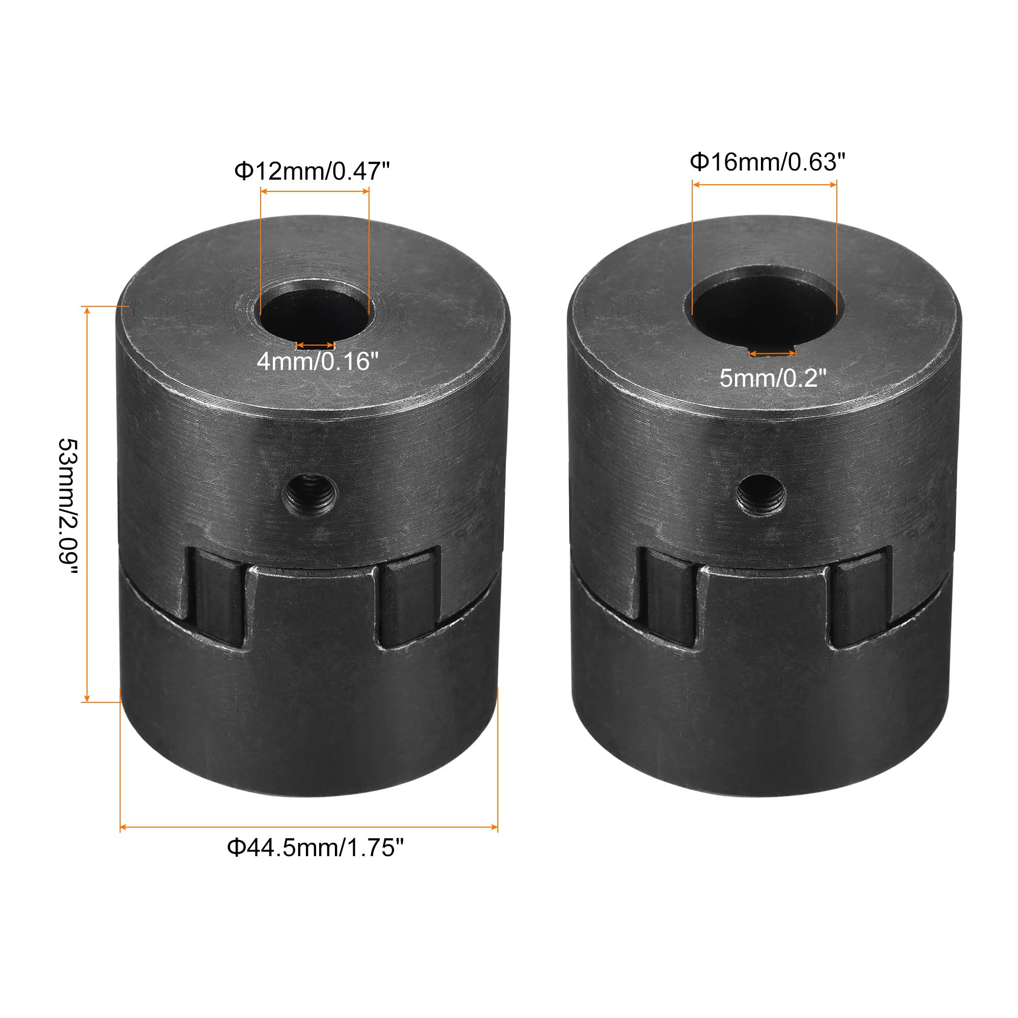 sourcing map Flexible Coupleur Arbre 12mm à 16mm 53mm x 44,5mm Accouplement Moteur Joint