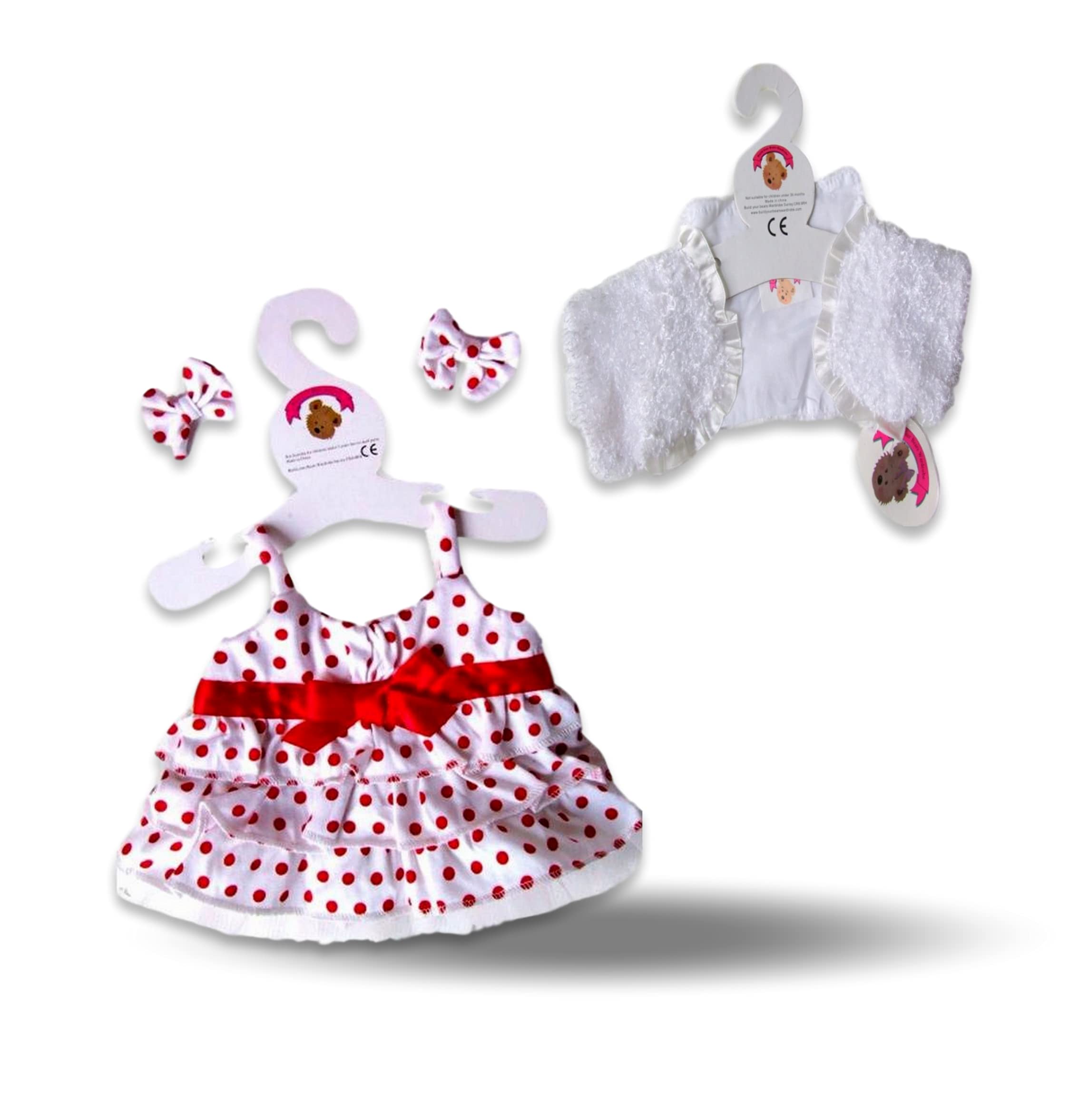 Build Your Bears WardrobeTeddy Bear Clothes fits Build a Bear Teddies Polka Dot Dress (Red)