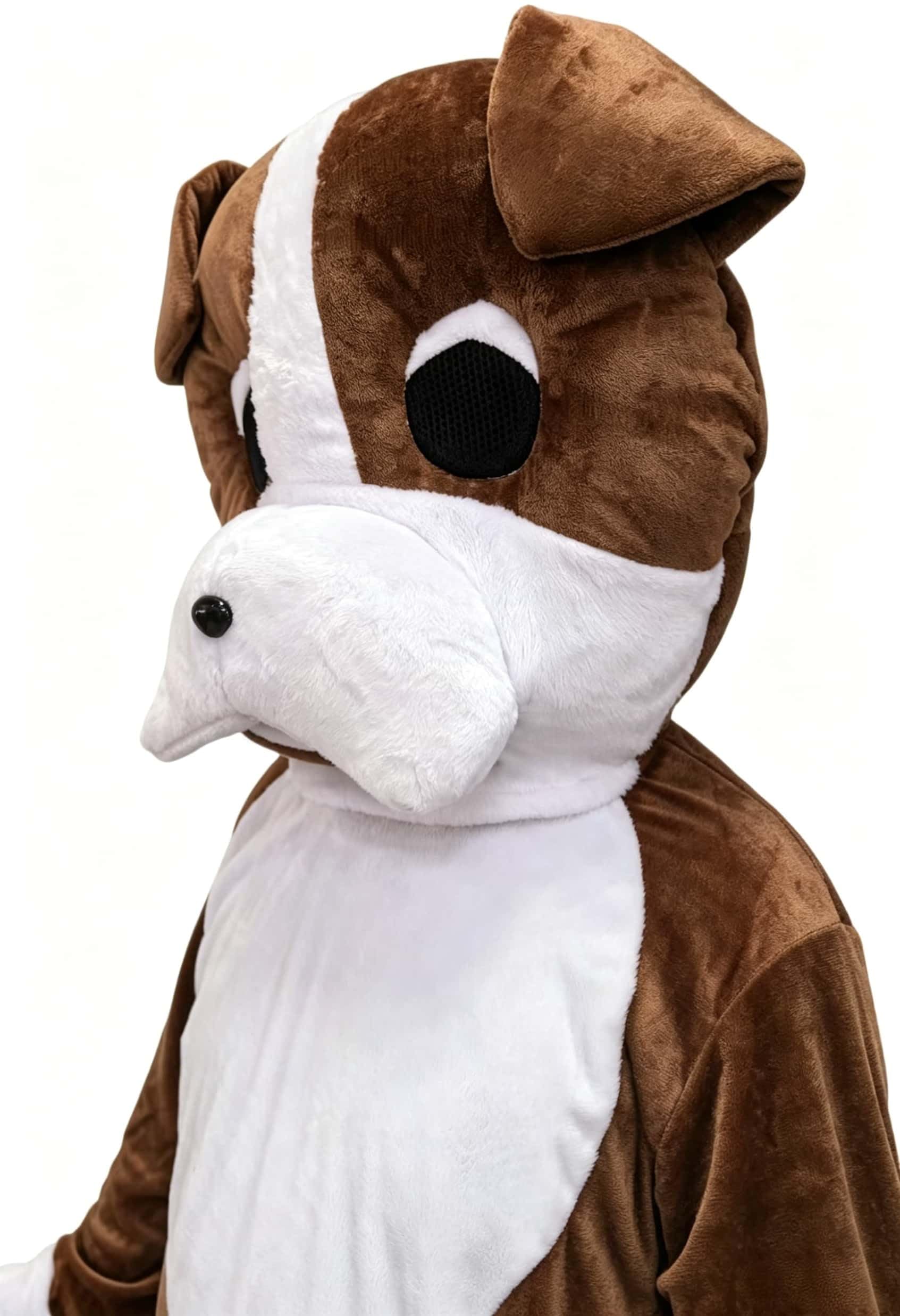 Costume in peluche di cane, mascotte, outfit con figure di cuccioli, costume da bulldog per adulti
