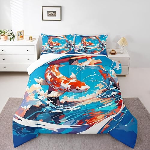 Miniatura 15 de Erosebridal Juego de edredón tamaño individual samurái de estilo japonés para niños y adultos, juego de ropa de cama de calavera roja y negra,