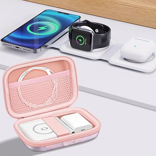 Miniatura 5 de Fintie Estuche de viaje para UCOMX Nano, Iseyyox, LISEN, RTOPS cargador inalámbrico 3 en 1, organizador de estación de carga plegable magnético,