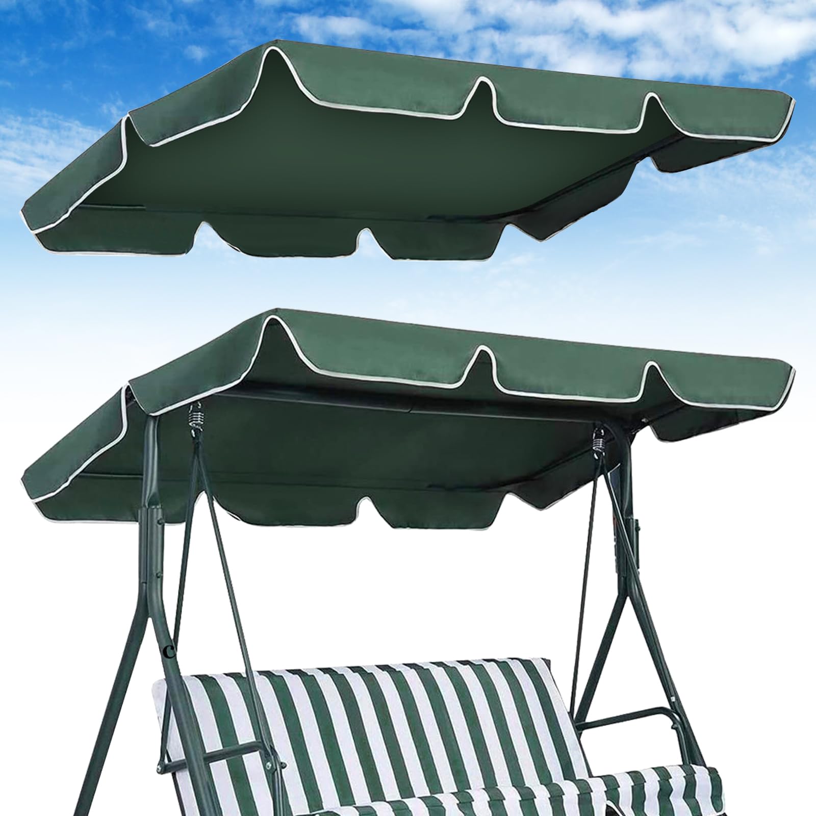 Auvent Universel pour Balancelle Hollywoodienne, Toit De Rechange Universel, Pare-Soleil Universel, Housse De Toit De Rechange Toit De Balancelle Universal 195 * 125 * 15cm(Vert)
