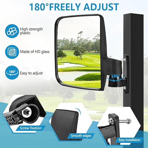 Miniatura 3 de OBTANIM Espejos retrovisores laterales ajustables para carrito de golf para Club Car EZ GO Yamaha y otros carros