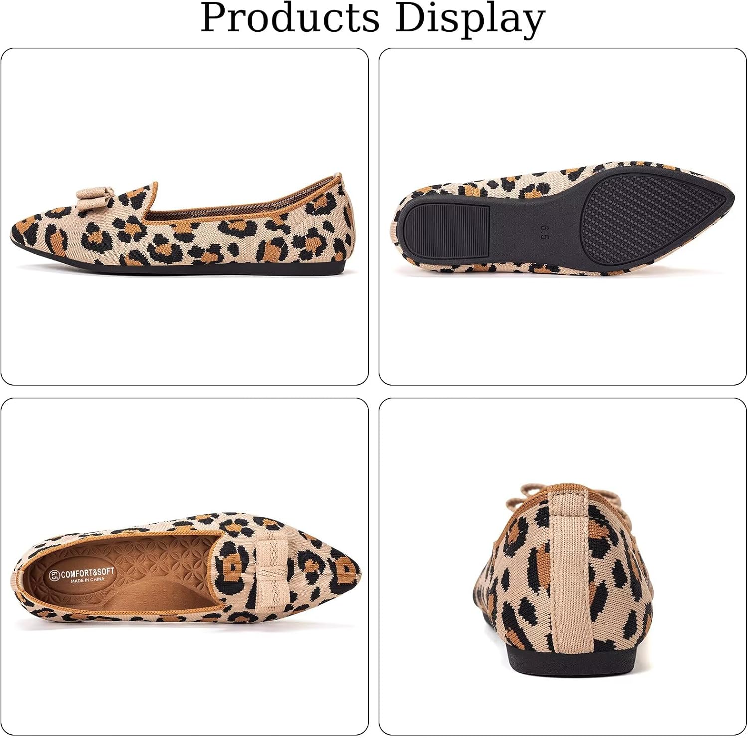 BEJINASH Women's Loafer Flats Casual Knit Fabric Lightweight Dressy Shoes Washable Elegant Pointed-Toe lace-up Bow Shoes Comfortable Ballet Shoes for Women Perfect for Daily - Image 2