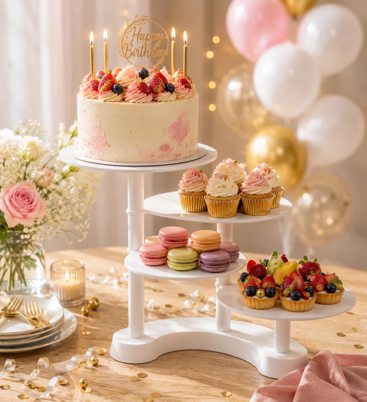 Soporte para tartas de plástico, 4 niveles, soporte modular