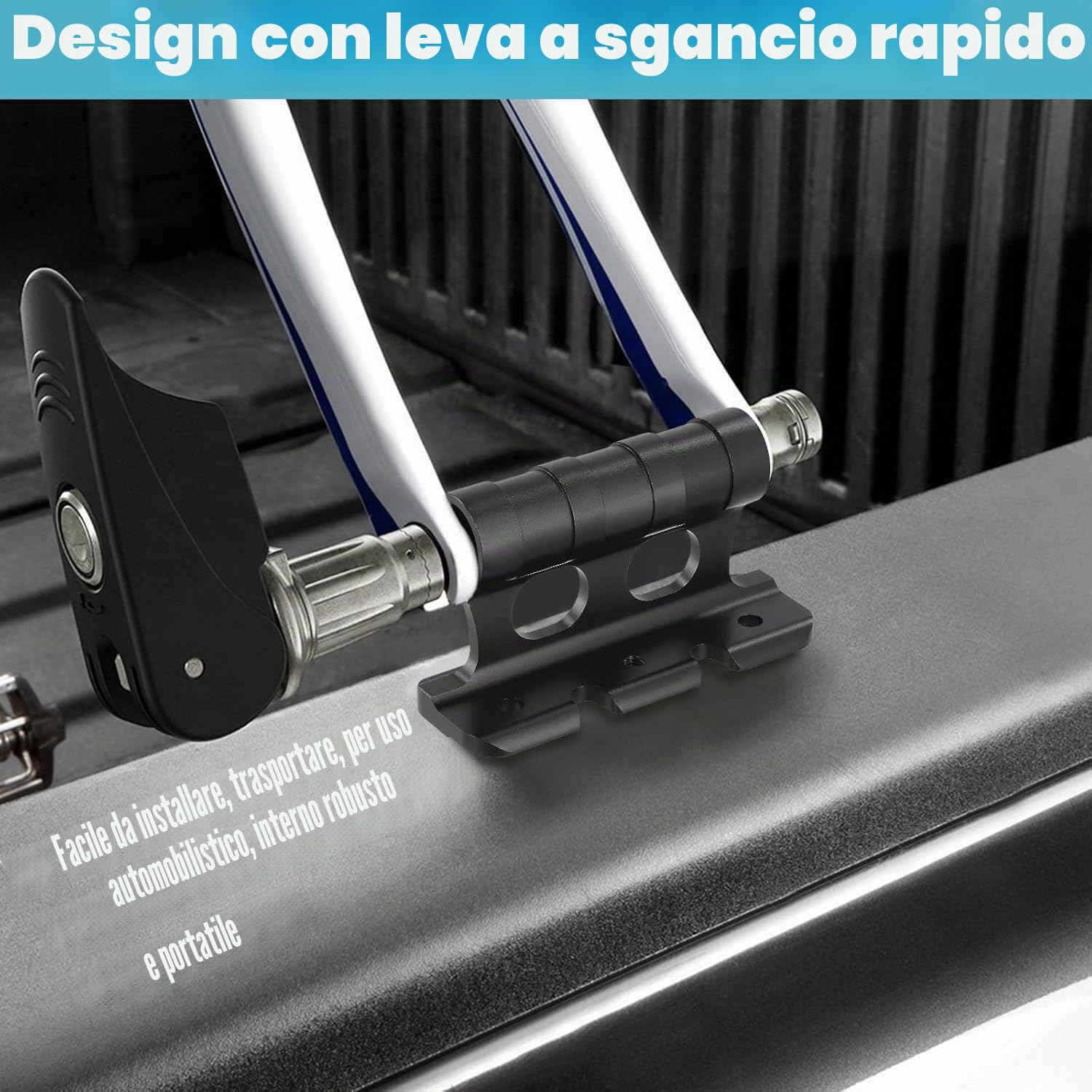 2 pz Staffa di fissaggio per forcella per bicicletta, supporto per bicicletta per auto, supporto per forcella per bicicletta, con 4 fissaggi rimovibili per rimorchi o portabagagli per camion di