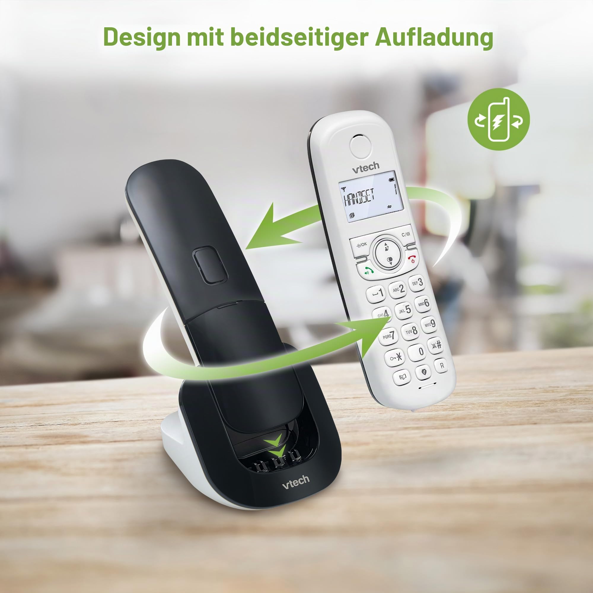 VTech CS1501 Schnurlostelefon Casa Duo, DECT-Telefon mit Freisprecheinrichtung und Anrufblockierung, Doppelladung, Anruferkennung, LCD Display mit Hintergrundbeleuchtung und Tastatur, ECO-Modus, weiß