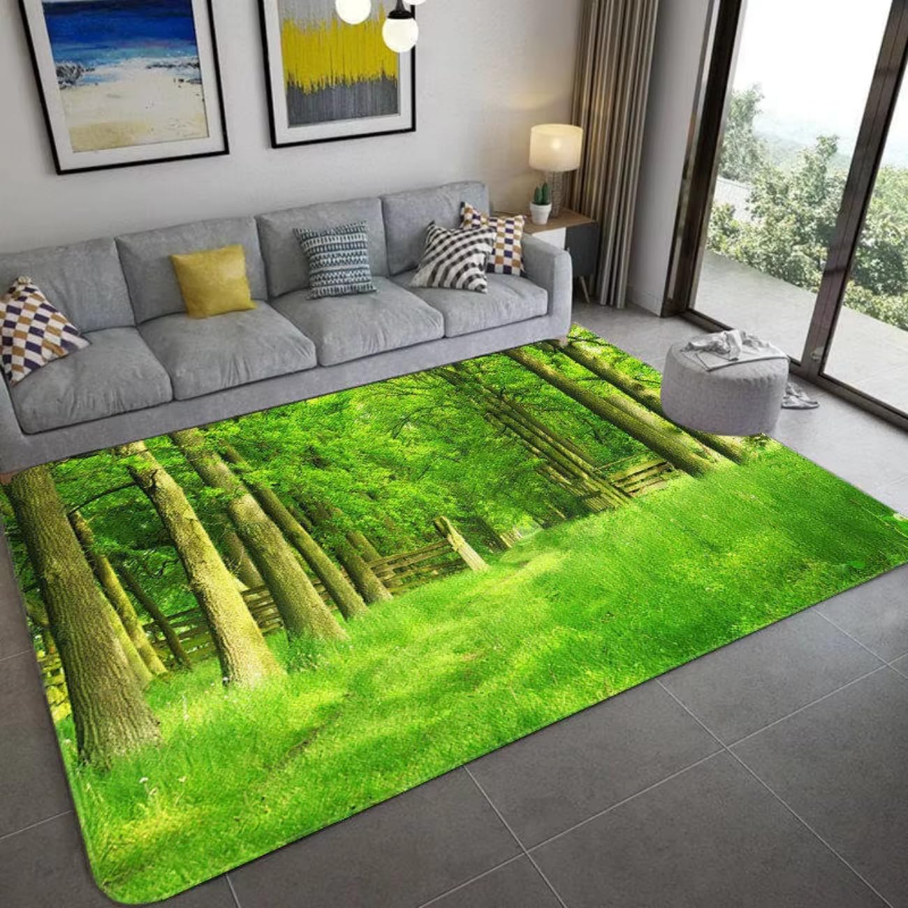 Tapis en flanelle cascade 160x200 cm tapis de salon vert antidérapant