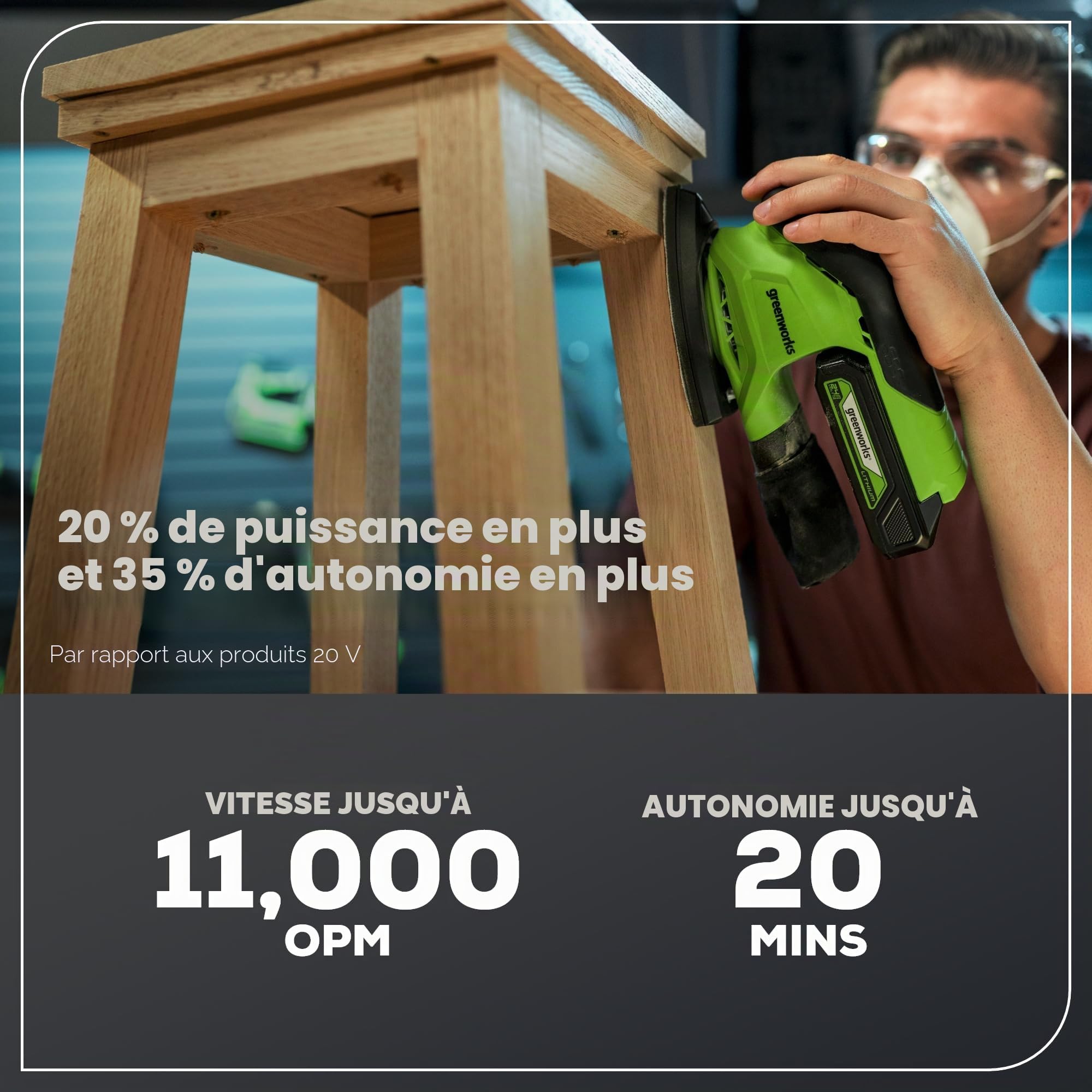 Greenworks Ponceuse de finition sans fil 24 V 11 000 OPM, outil uniquement (batterie et chargeur vendus séparément)