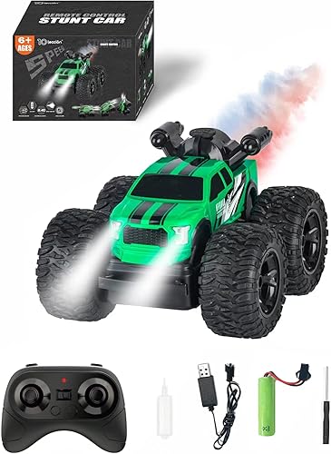 Coche de acrobacias a control remoto, camiones RC 4x4 todoterreno, 4WD 360 voltea juguetes giratorios para niños y niñas, automóvil de control