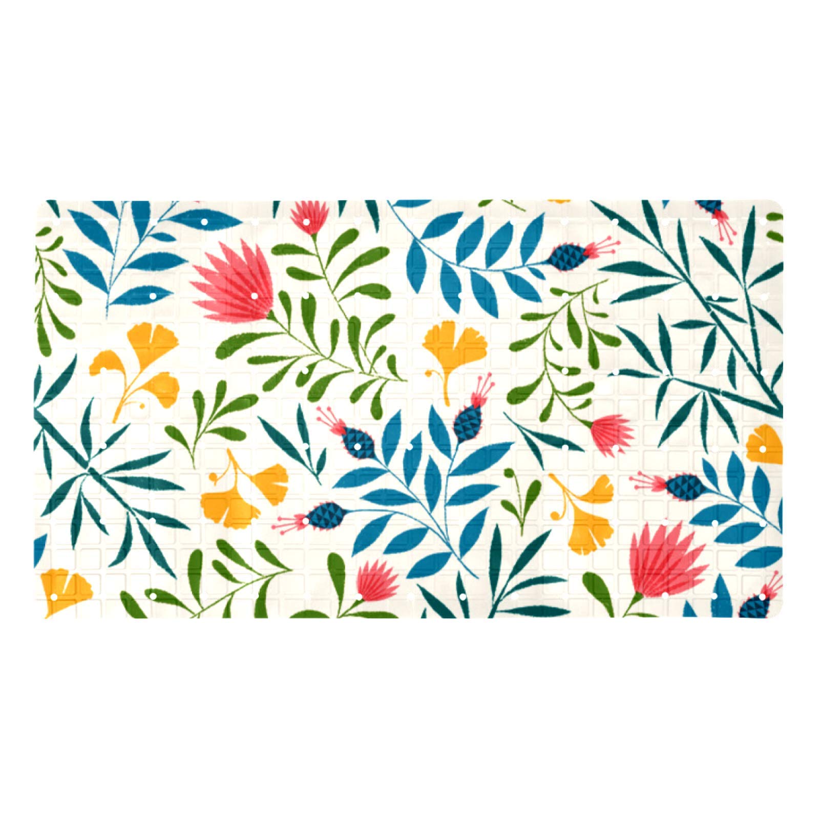 Alfombra de baño antideslizante floral 71x40 cm alfombrilla de ducha con ventosas