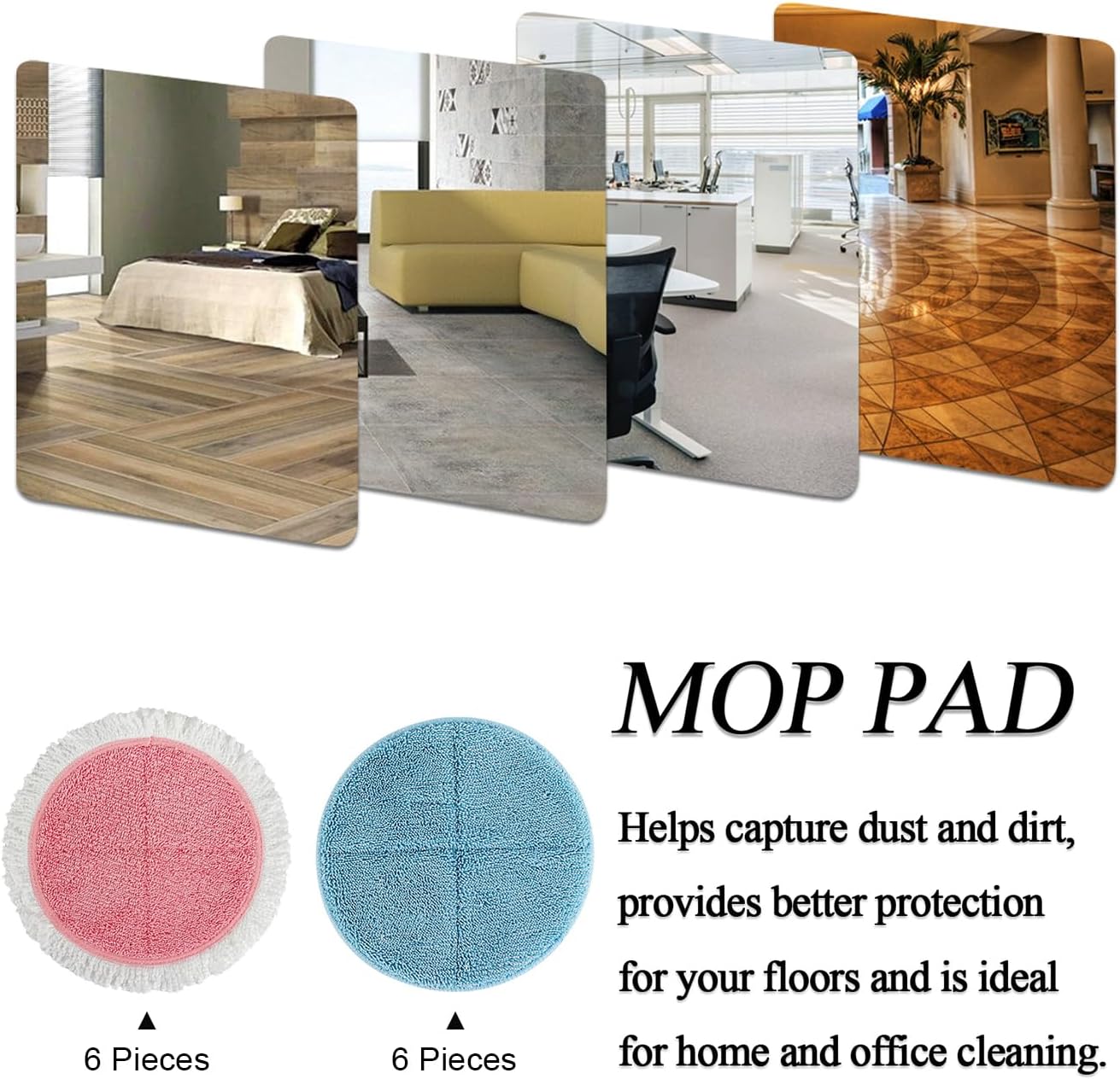 BeiLan Spin Cordless Electric Mop Pads - 12 Pack Steam Electric Mop Refills Fit for Vmai/Eous/Idoo/Alfabot/Devoac - 7.28inch Spin Replacement Mop Pads for Floor Cleaning