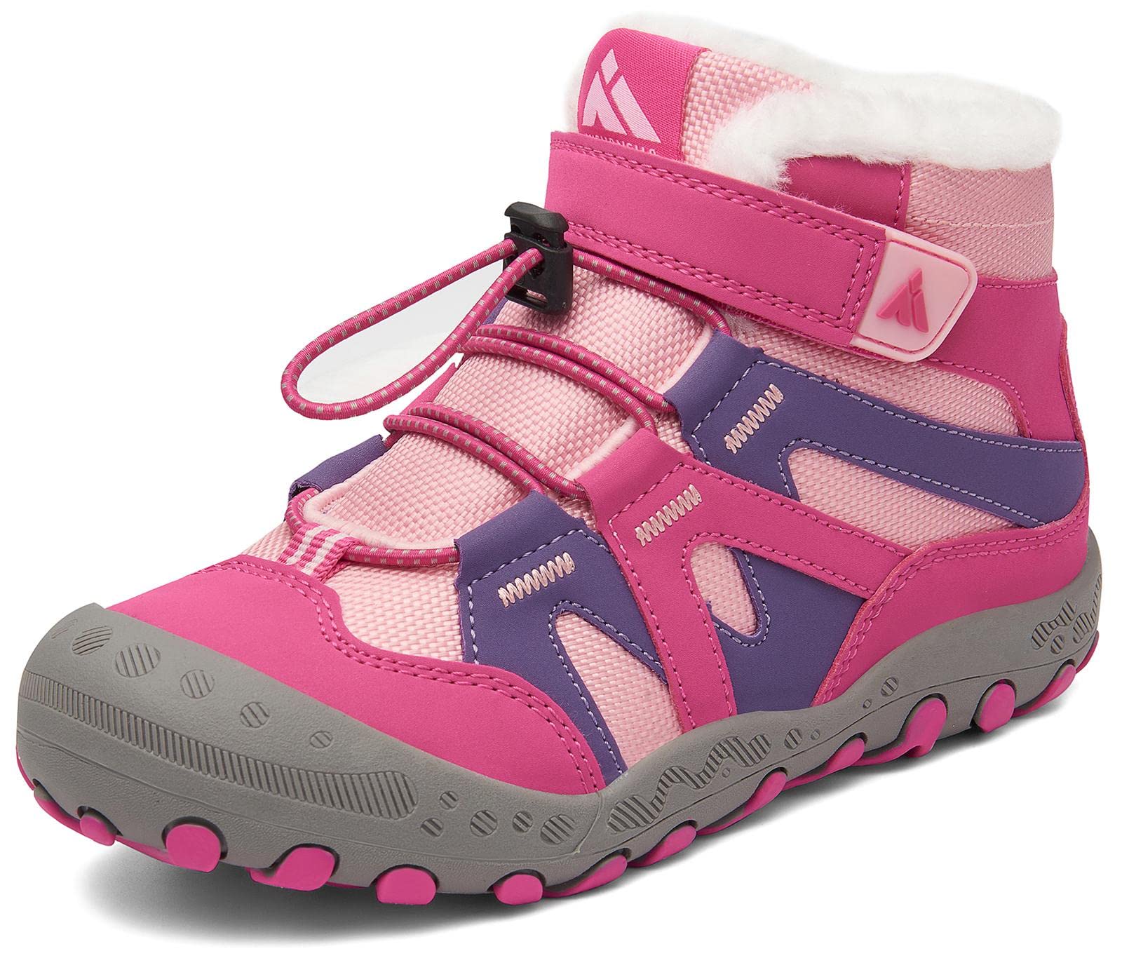 Mishansha Botas de Nieve Niño Botas Antideslizantes, Pink 27 | Forro cálido, cierre de autollenado, puntera reforzada, suela con dibujo, colegio, paseos, nieve