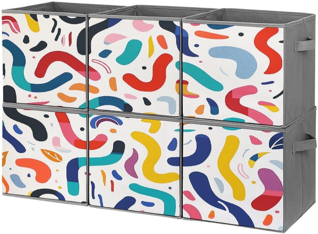 Multi Use Organizer Bins, Curves And Shapes Printed Storage Bins, Foldable Storage Baskets Are Suitable For Bedrooms, Offices, And Cars