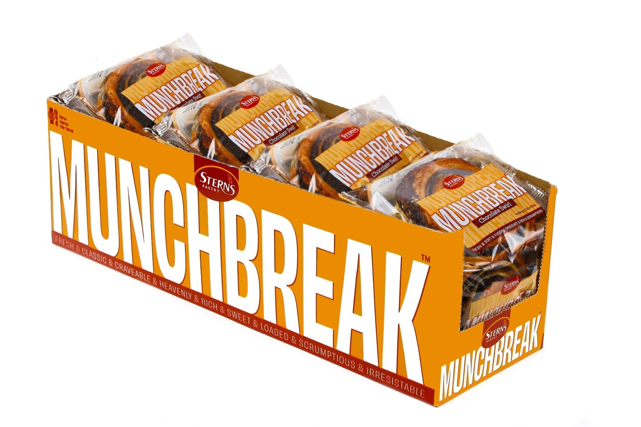 Stern’s Bakery Chocolate Swirl | 18 Individually Wrapped Chocolate Pastries |3 Oz Breakfast Danish Pastries | Vending Machine Snacks | Lunchbox Snacks