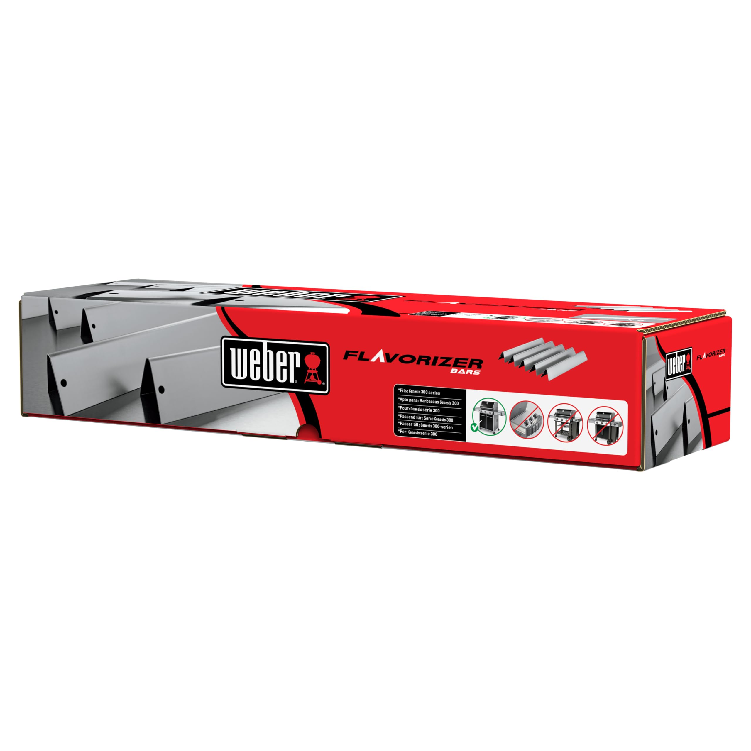 Weber Barres Flavorizer, Acier Inoxydable, compatibles avec la série Genesis 300 avec Boutons en façade (Set de 5) (7620)
