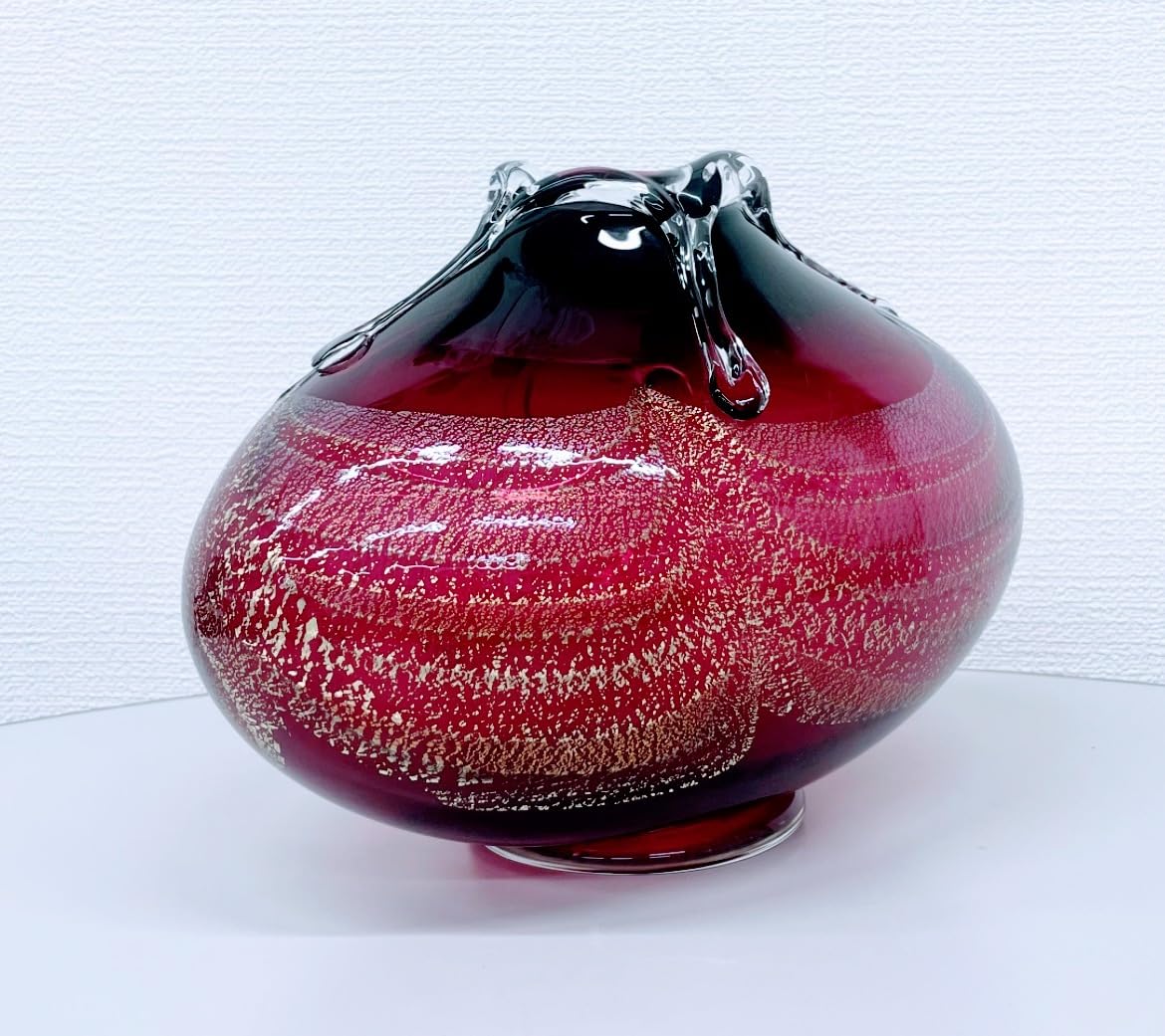 Amazon.co.jp: 同様 津軽びいどろ 金花 花器 フラワーベース 花瓶 : ホビー