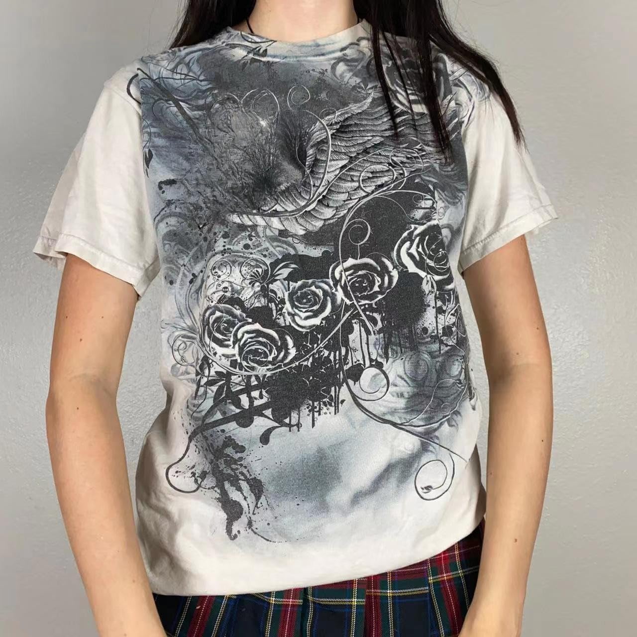 2000s Clothing Women Grunge Shirts Goth Tops Short Sleeve Vintage Tees Emo Clothes Streetwear - Image 5