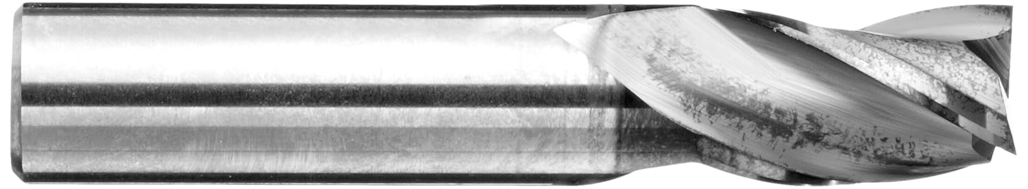 EMGS Carbide Square Nose End Mill, Uncoated (Bright) Finish, 30 Deg Helix, 3 Flutes, 3" Overall Length, 0.6250" Cutting Diameter, 0.625" Shank Diameter