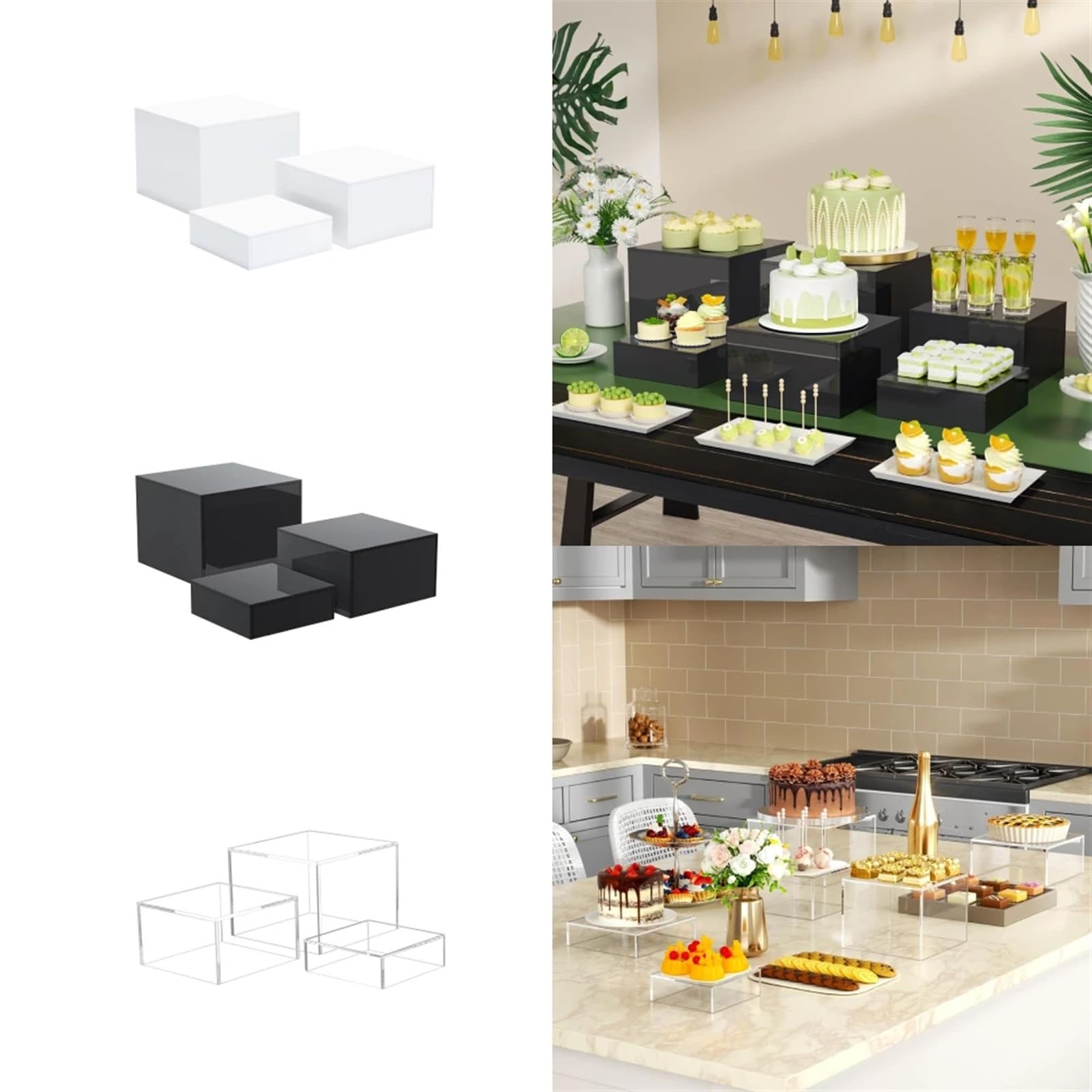 Alzata per buffet 3 pezzi alzate for buffet alzata for cibo for tavolo da for figure cosmetici cupcake for for espositore(Black)