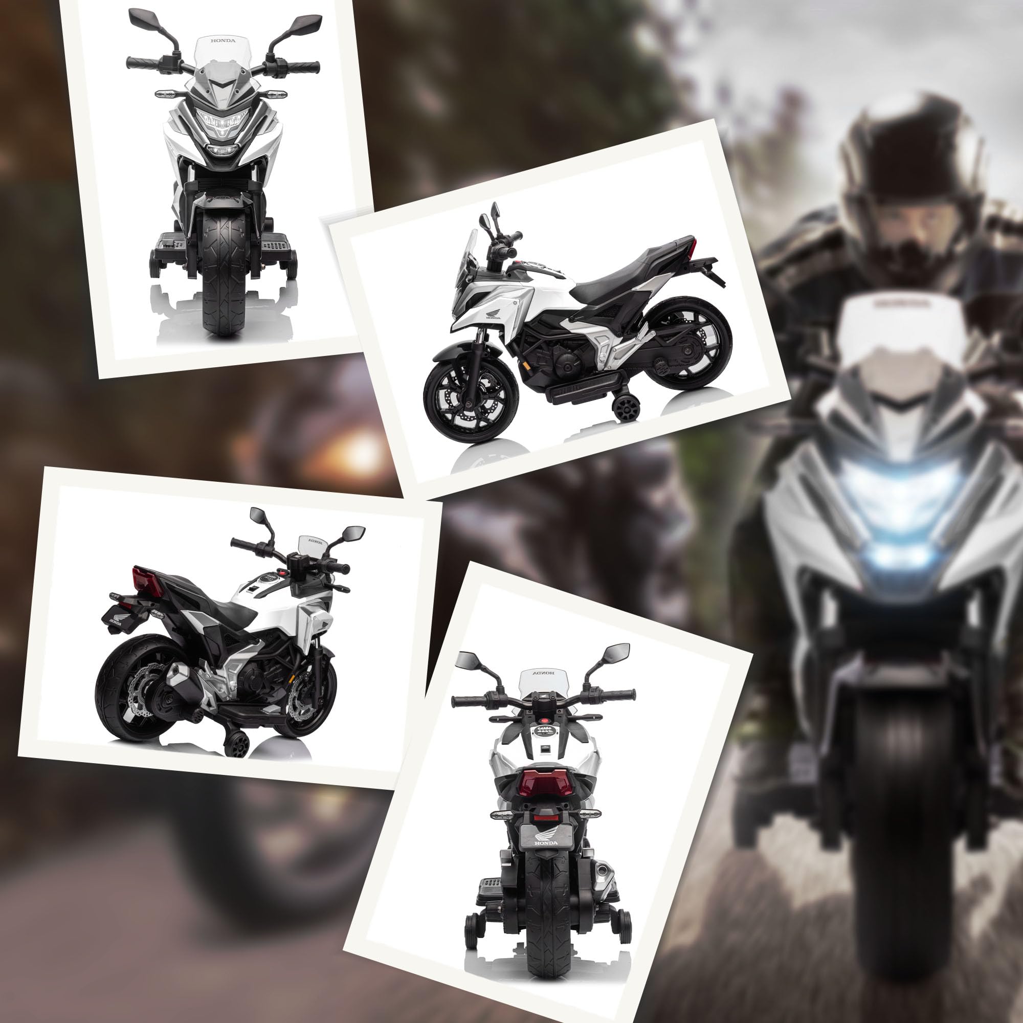 AIYAPLAY Moto électrique Enfants Honda 3-6 Ans Musique Phares 2 Roues d'entraînement 107x46x75 cm Blanc
