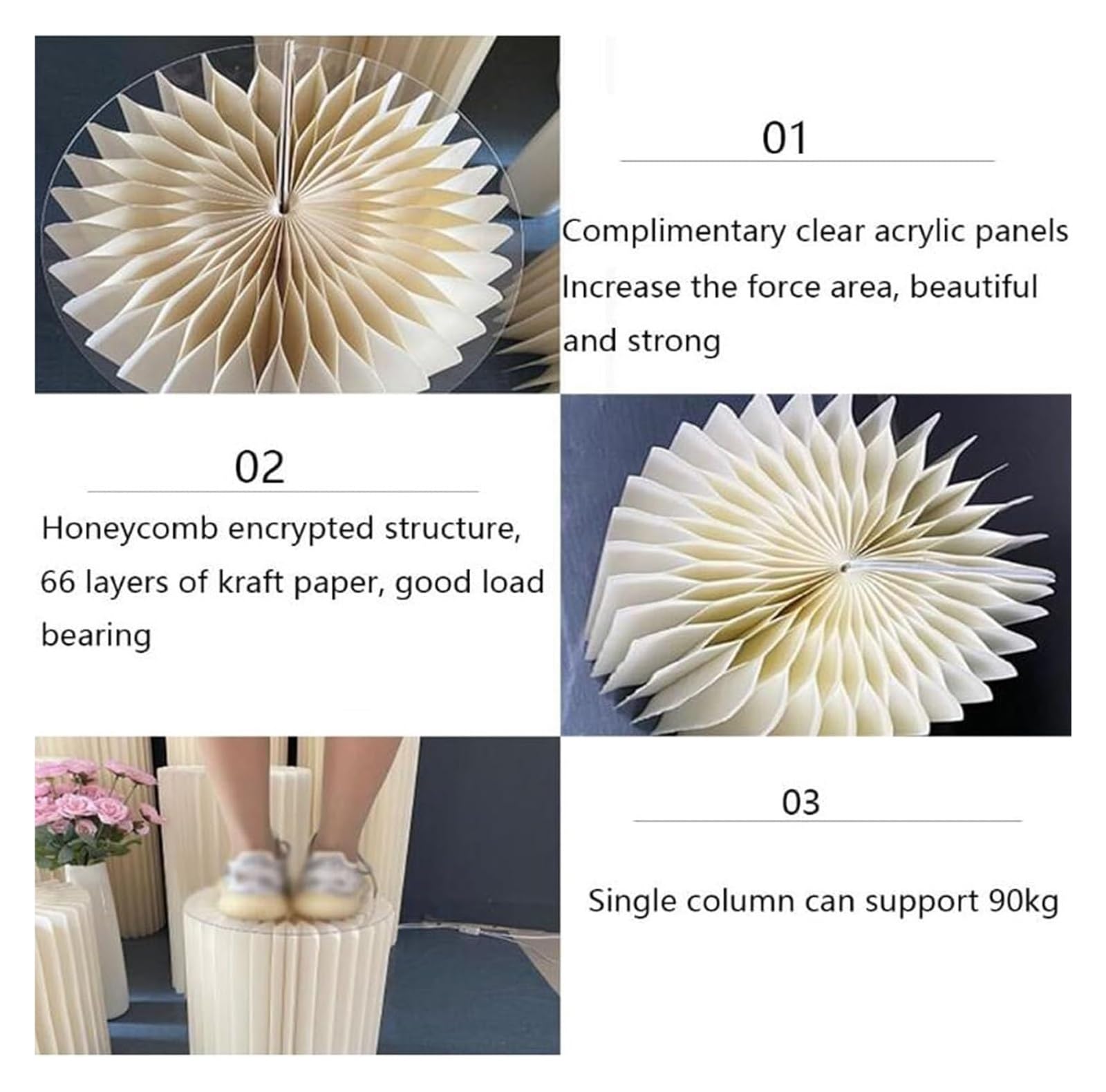 Składane stoły imprezowe z tektury, 5 elementów, cylindryczny, rzymski filar urodzinowy(Diameter 40cm)