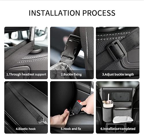 Miniatura 8 de SENYAZON Organizador de respaldo de asiento de automóvil, soporte de malla entre asientos, bolsa de almacenamiento automático de gran capacidad,