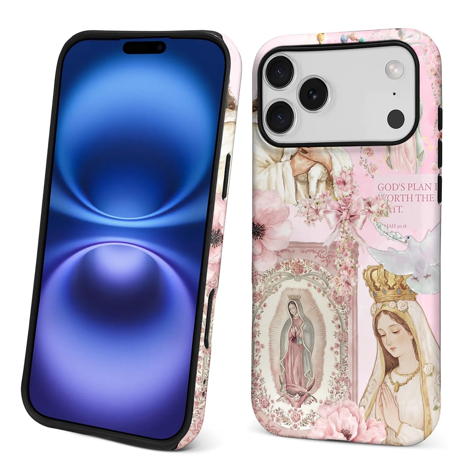 iPhone 17 Pro Max Case with Jesus and Virgen Guadalupe Pattern