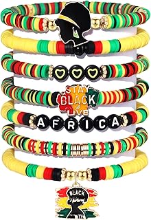 FAERLIIRY Beaded African Bracelets Black Women Preppy Friendship Bracelets Clay Bead Africa Map Heart